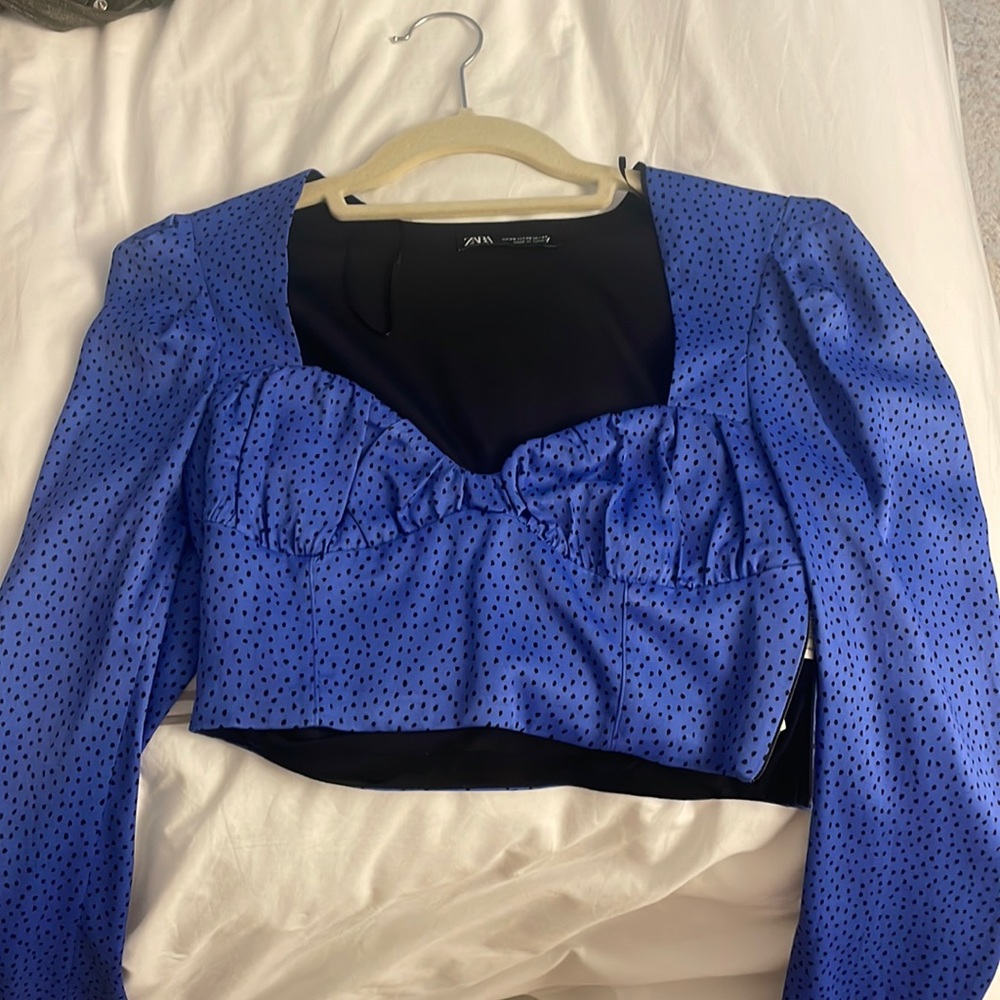Cropped Zara corset long sleeve crop top